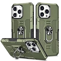 Case for iPhone 15 Pro Max/15 Plus/15 Pro/15, Magnetic Support Car Mount Holder Military Grade Shockproof Cover with Ring (15 Plus 6.7'',Green)