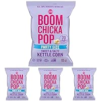 Angie's BOOMCHICKAPOP Sweet and Salty Kettle Corn Popcorn, Gluten Free, Party Size 10 oz. (Pack of 4)