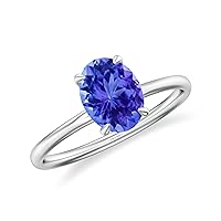 Natural Tanzanite Oval Solitaire Ring for Women Girls in Sterling Silver / 14K Solid Gold/Platinum