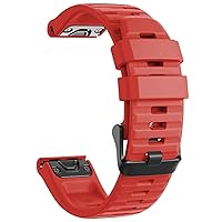 20 22 26mm Sport Silicone Watchband Wriststrap for Garmin Fenix 7 7X 7S 6X 6 6S Pro 5X 5 5S Plus 3 3HR Easyfit Quick Release Wirstband (Color : Red, Size : 22MM Fenix 6 5 5plus)