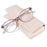 OPTOFENDY TR90 Reading Glasses for Women, Fashion Round Blue Light Blocking Computer Readers with Anti Eyestrain & UV Glare