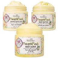 Bella & Bear Pineapple Bundle, Body Scrub, Whipped Bath Soap & Body Butter 6.7oz