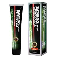 Charcoal Toothpaste, Bamboo Activated Natural Teeth Whitening, Removes Stains, Plaque, Suitable for Sensitive Teeth+ Free Complimentary Bamboo Toothbrush, Wooden Handle, Recyclable, Biodegradable