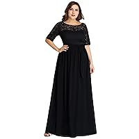 Ever-Pretty Plus Womens Long Chiffon Simple Plus Size Evening Dress 07624-DA