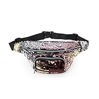Crossbody Bags Glitter Fanny Pack for Women - Colorful Sequins Waist Pack with Adjustable Strap (Gold)