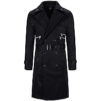 Men's Big & Tall Double-Breasted Wool-Blend Long Jacket Winter Pea Coat