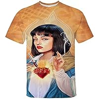 Men,Women Pulp Fiction Summer Crew Neck T shirt-3D Cotton Tee Shirt Short Sleeve for Youth