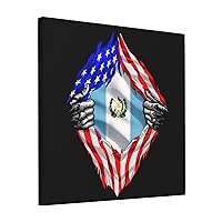 NEzih Guatemala and USA Combined Flag Wall Art for Living Room Frameless Decorative Painting Bedroom Home Decor Picture Hanging Print 12x12 in