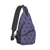 Haunted Mansions Print Trendy Casual Daypack Versatile Crossbody Backpack Shoulder Bag Fashionable Chest Bag