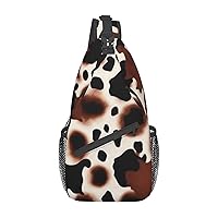 Black and brown cow spots Print Unisex Chest Bags Crossbody Sling Backpack Lightweight Daypack for Travel Hiking