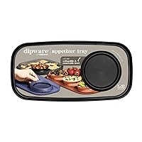 madesmart dipware Small Serving Tray with Collapsible and Removable Dip Bowl for Appetizers and Snacks; Reusable serving tray with Multipurpose Bowl, Translucent Carbon