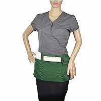 Waist Apron with 3 Pockets Poly Cotton Commercial Restaurant Home Bib Spun, Black, Green, Navy, White, Royal, Red (100, Green)