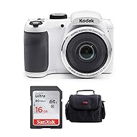 Kodak PIXPRO AZ252 Astro Zoom 16MP Digital Camera (White) Bundle with 16GB SD Card and Case (3 Items)
