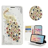 STENES Bling Wallet Phone Case Compatible with Samsung Galaxy S22 Ultra Case - Stylish - 3D Handmade Peacock Design Magnetic Wallet Stand Leather Cover Case - Multicolor