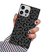 Compatible for iPhone 14 Pro Max Case Square Black Leopard Cheetah Animal Print Fexible TPU Edge and Anti-Scratch PC Heavy Duty Protection Shock Absorption Case 6.7 Inch