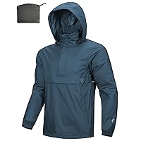 Outdoor Ventures Men's Rain Jacket Waterproof Lightweight Packable Rain Pullover for Hiking Golf Running