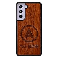 Rosewood Wooden Case Compatible with Galaxy S21 FE 5G Engraved with your Own Design, Protector for Galaxy S21 FE 5G Customizable, Case for Galaxy S21 FE 5G Customized, Galaxy S21 FE 5G Rosewood