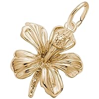 Rembrandt Charms Hibiscus Charm, 10K Yellow Gold