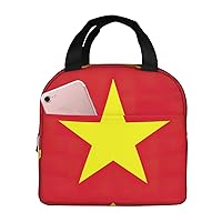 Vietnamese Flag Print Aesthetic Lunch Bag Lunch Box Reusable Insulated Lunch Bag Great For Everyday Use
