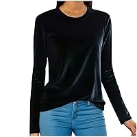 Womens Tops Dressy Casual Short Sleeve Spring 2024 Velvet Top Long Sleeve Women Shirts Solid Color Ladies Blou