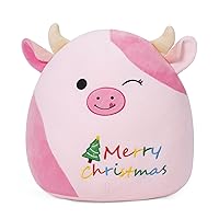 Pink Cow Plush, Soft Stuffed Animals Toys, Cute Cow Pillow Doll for Kids