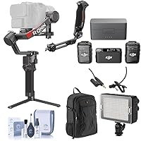 DJI RS 4 Pro, 3-Axis Gimbal Stabilizer, 2nd-Gen Native Vertical Shooting, 4.5kg (10lbs) Payload, Dual Focus & Zoom Motors | DJI Mic 2 Wireless System | Handle | LED Light | Backpack | Lavalier Mic