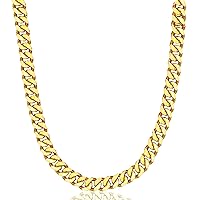 Gold Chain Silver Chain for Men Boys, 18K Gold Plated Men's Necklaces Cool Cuban Link Chain for Men Hip-Hop Jewelry 6mm/8mm 18/20/22/24/26inch