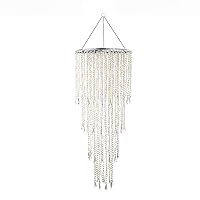 FlavorThings Beaded Chandelier,Sparkling Iridescent Acrylic Beaded Hanging Chandelier,4 Tiers Beads Pendant Shade, Ceiling Chandelier Lampshade with Acrylic Jewel Droplets, Beaded Lampshade W14 H36