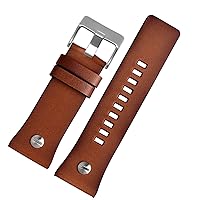 Genuine Leather watchband for Diesel Watch Belt DZ4476/4482 DZ7408 7406 4318 Strap 22 24 26 28mm Large Size Men Wrist Watch Band (Color : 1513 Brown Silver, Size : 26mm)