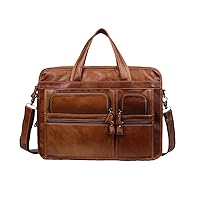 Men Genuine Leather Briefcase Laptop Casual Business Tote Shoulder Crossbody Bag Handbags Large Travel Bag
