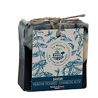 Maison du Savon de Marseille - French Face and Body Cold Processed Natural Soap Bar - Handmade with Olive Oil and Enriched with Peppermint and Activated Charcoal - Cleansing - Palm Oil Free - 100g