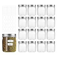 16 Pack 8OZ Sliver Plastic Jars With Screw On Lids，Plastic Mason Jars Food Storage Container For Storing Dry Food, Candy, Cream,Peanut, Butter