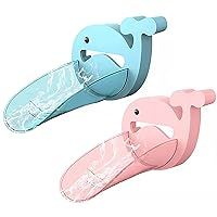 Faucet Extender 2PCS, Blue & Pink Bathroom Extension Spout Accessories, Faucet Extender Sink for Kids Adapter Easy Assembly for Kitchen Cartoon Crab Faucet Cover