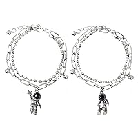 1/2x Romantic Couple Bracelet Women Men Beautiful Heart Magnet Astronaut Double Layer Chain Bracelet Lover Jewelry Gift