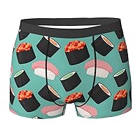 Sushi Food Pattern1 Print Men's Boxer Briefs Underwear Trunks Stretch Athletic Underwear for Moisture Wicking