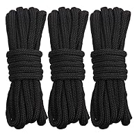Double Braided Nylon Black DockLine Boat Dock Line Mooring Rope Anchor Rope Ultra Strong Dock Lines 16.5 Feet 25 Feet 50 Feet (Size : 25FT 3-8in)