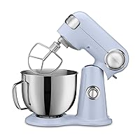 Cuisinart Stand Mixer, 12 Speed, 5.5 Quart Stainless Steel Bowl, Chef’s Whisk, Mixing Paddle, Dough Hook, Splash Guard w/ Pour Spout, Frosted Blue, SM-50BLU,Arctic Blue