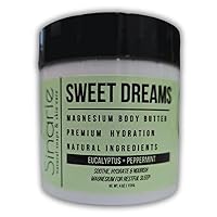 Sweet Dreams Magnesium Emulsified Body Butter, 4 oz., 1 Count | Mango Butter | Premium Magnesium Oil | Natural Ingredients | Magnesium Lotion | Eucalyptus + Peppermint