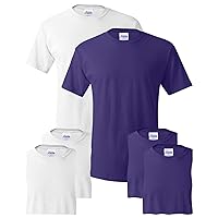 Hanes Men's 6-Pack Crew T-Shirt, 3 White / 3 Purple, XXX-Large