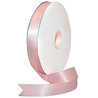 Morex Ribbon Recycled Polyester RPET Double FACE Satin Ribbon, 7/8 inch x 100 yds, Light Pink