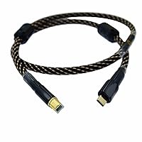 HiFi Sliver Plated USB C to B Cabl USB Type C to B Audio Data Cable OTG for PC MacBook pro Android Mobile Phone Thunderbolt DAC (1.5m(4.92ft))