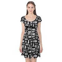 CowCow Womens Kitty Cats Kitten Animals Casual Short Sleeve Skater Dress, XS-5XL