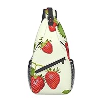 Strawberries Pattern Cross Chest Bag Diagonally Multi Purpose Cross Body Bag Travel Hiking Backpack Men And Women One Size