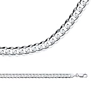 Cuban Chain Solid 14k White Gold Necklace Curb Wide Link Concave Big Heavy Genuine 6.9 mm 26 inch