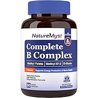 Complete B Complex, All 8 B Vitamins, Methyl B12, Methyl Folate, Biotin, P-5-P, Highly Absorbable, Energy Production, 60 Vegan Caps