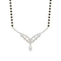 0.32 Cts Round Simulated Diamond Hewitt Mangalsutra Necklace 14K Yellow Gold Fn