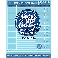 Homework Planner For Students with Academic Year Calendar: Assignment Tracking Notebook for Elementary, Middle, High School & College Students | 120 Pages, Large 8.5
