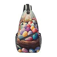 Easter Eggs Print Cross Chest Bag Crossbody Backpack Sling Shoulder Bag Travel Hiking Daypack Cycling Bag