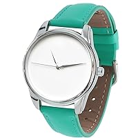 ZIZ Minimal Turquoise Watch Unisex Wrist Watch, Quartz Analog Watch with Leather Band