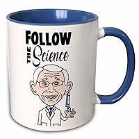 3dRose Funny Follow the Science Covid19 Vaccine Dr. Fauci Cartoon - Mugs (mug_341538_6)
